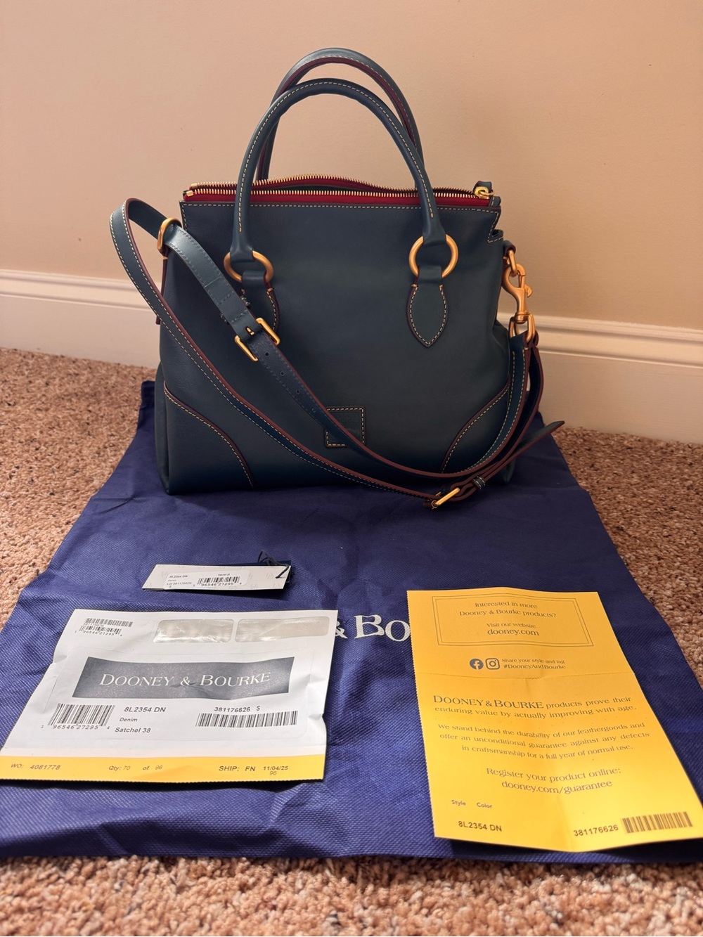 Dooney and Bourke Satchel 38 in Denim - Picture 2 of 9